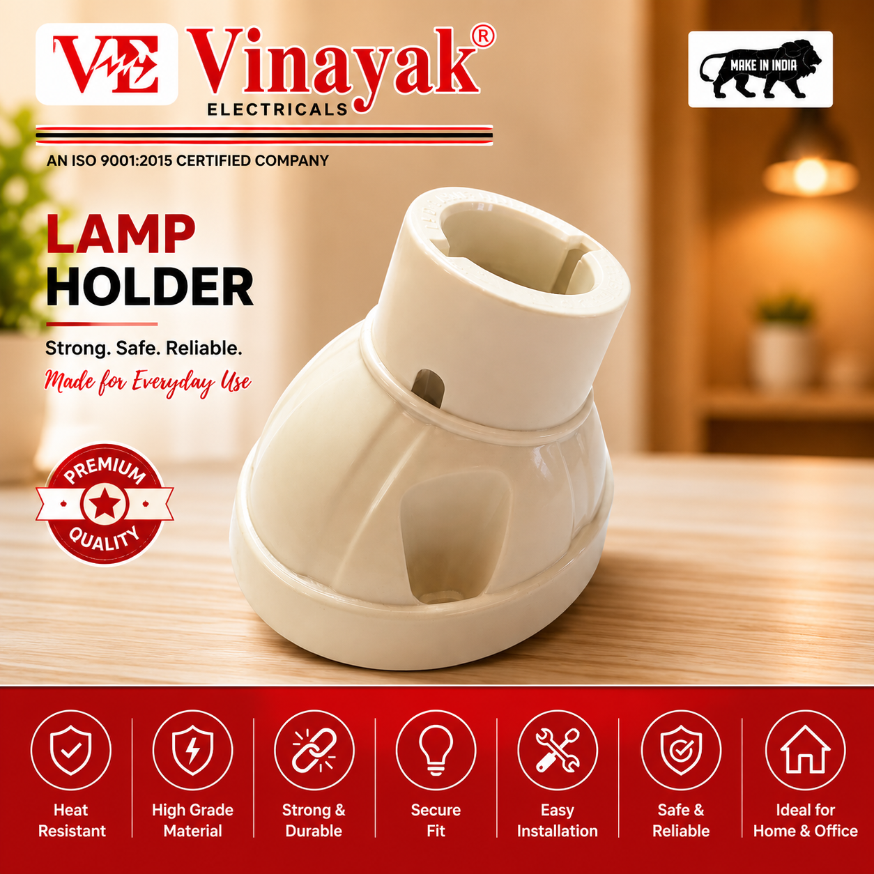 PVC Angle Lamp Holder | B22 Bulb Holder | Surface Mount Wall & Ceiling Lamp Holder | Heavy Duty Electrical Fitting