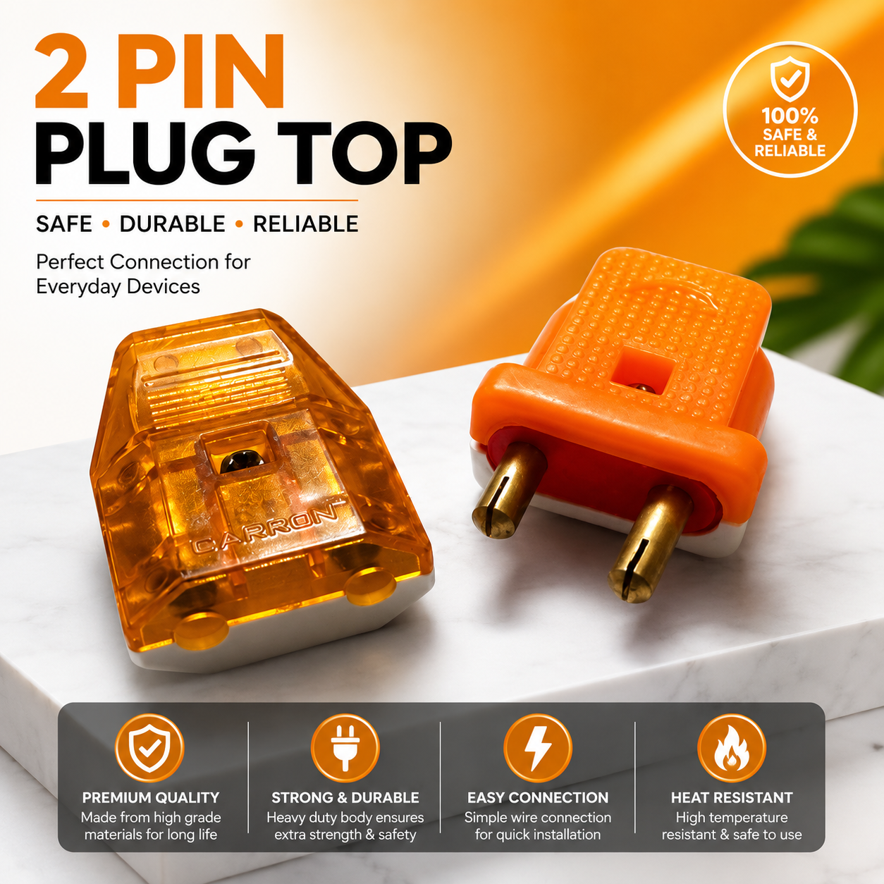 2 Pin Plug Top Male & Female | Electrical Plug Connector | Heavy Duty Power Plug Set