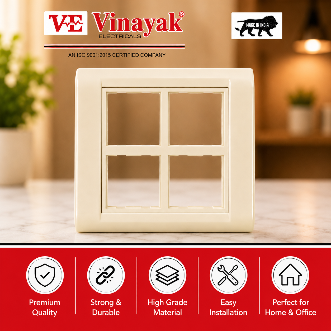 Vinayak 8 Module Square Plate Frame | Premium Polycarbonate Modular Frame | Viyona V-Five Series