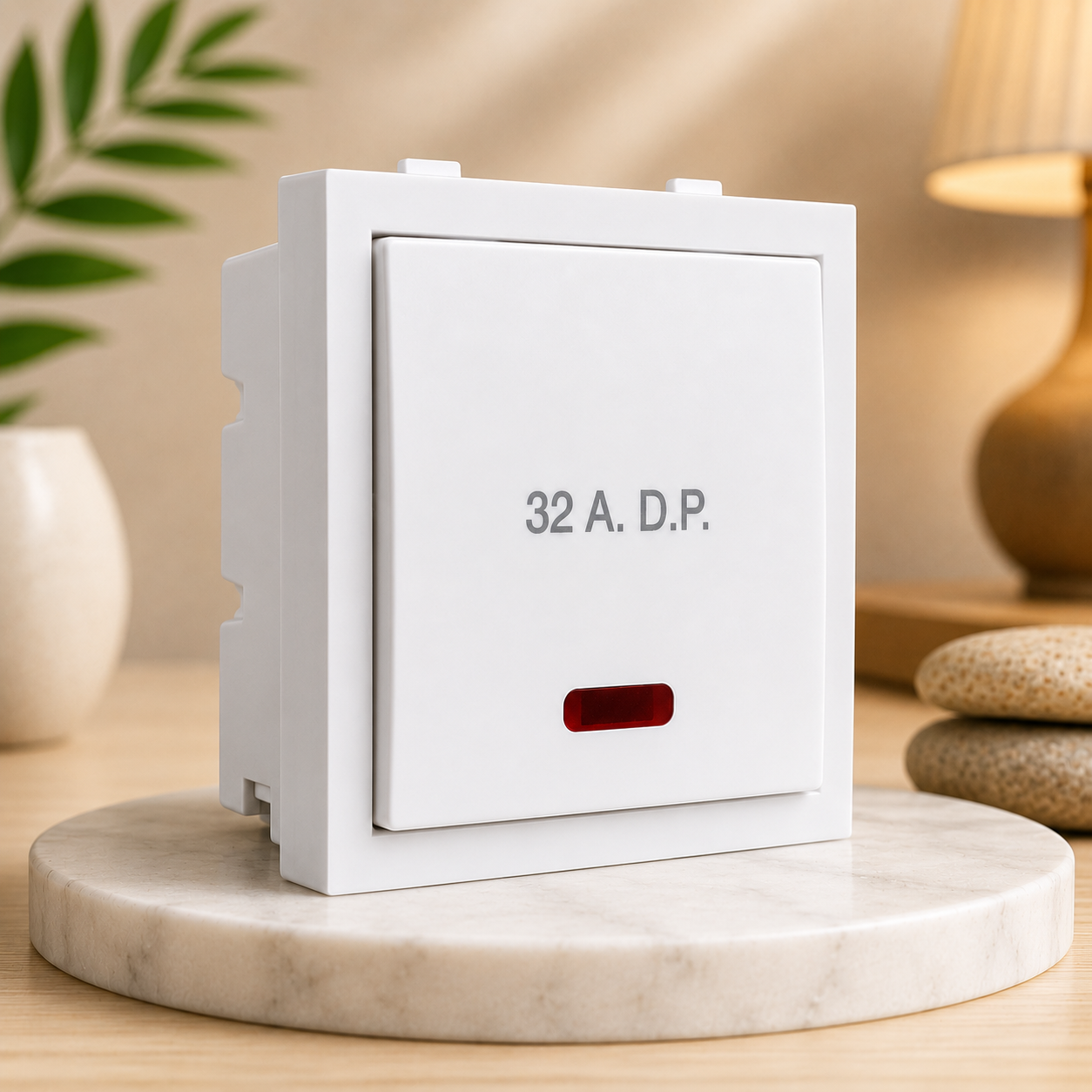 32A DP Switch with Indicator | 32 Amp Double Pole Modular Switch | White Electrical Switch