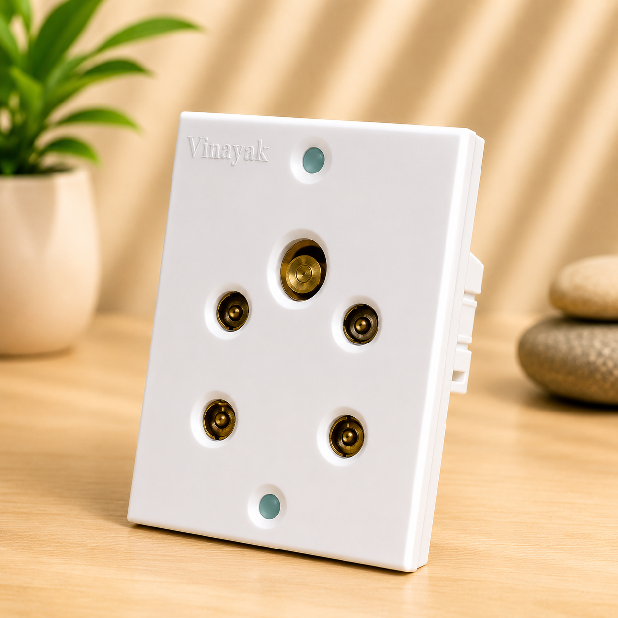 Vinayak 2 in 1 5 Pin Old Style with Screw Socket Outlet | 6 AMP | Heavy Duty 3 Pin Socket | White Electrical Socket