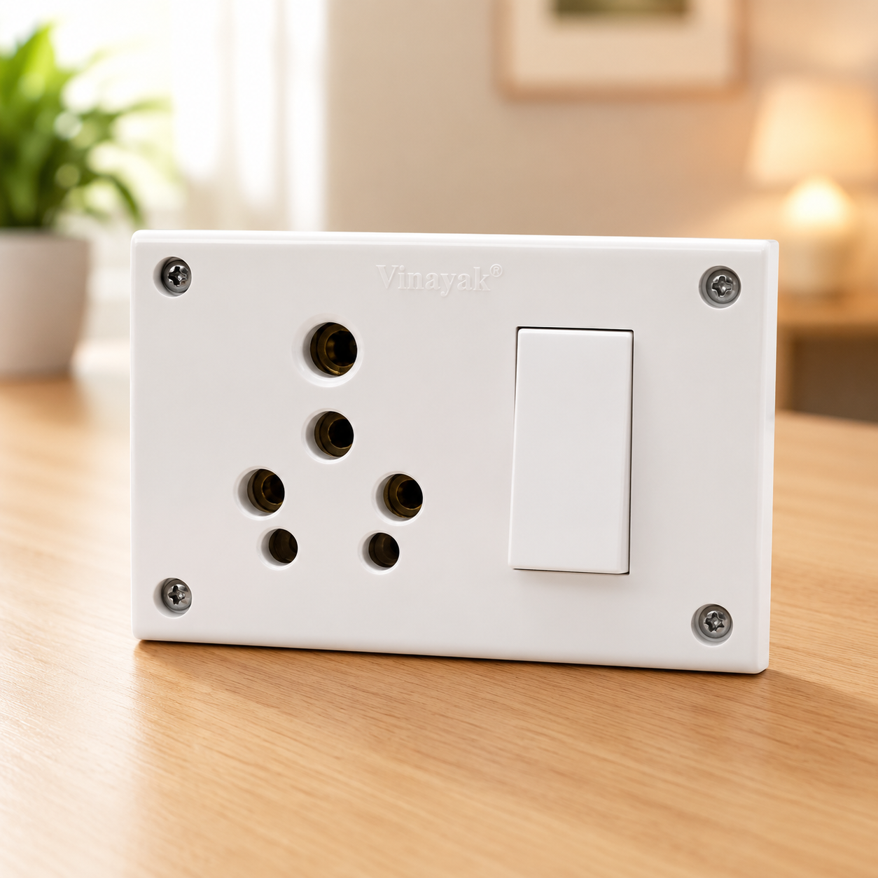 Vinayak 3 in 1 Universal Switch Socket Combined | 6A & 16A Polycarbonate Modular Switch Socket with Junction Box | 240V Wall Mount Electrical Socket with Switch