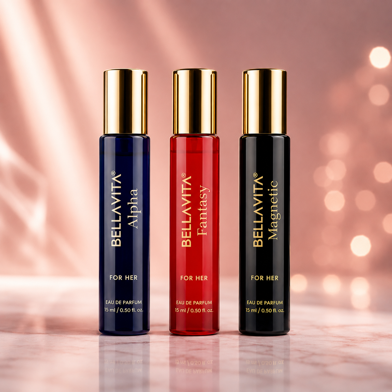Bellavita Mood Collection Gift Set for Her 3 in 1 | Alpha, Fantasy & Magnetic | Eau De Parfum | 3 x 15ml Premium Perfume Set