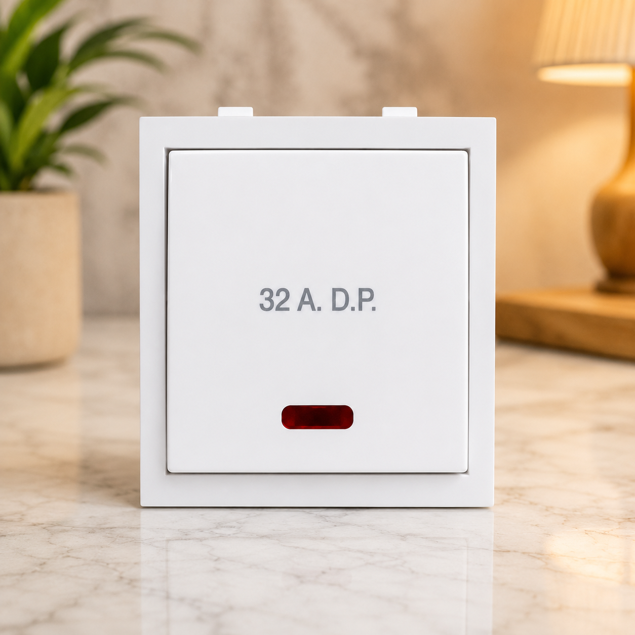 32A DP Switch with Indicator | 32 Amp Double Pole Modular Switch | White Electrical Switch