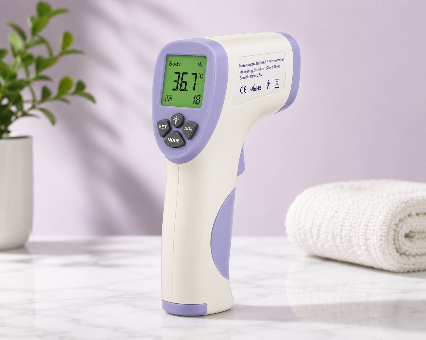 HTi HT-820D Non-Contact Infrared Body Thermometer | Digital Laser Temperature Gun | Fever Detection | LCD Display | Instant Reading