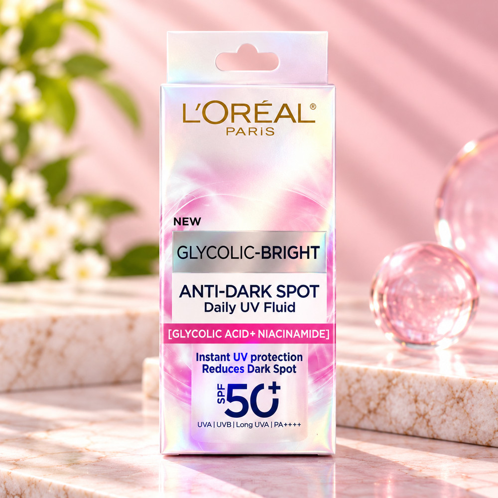 L’Oréal Paris Glycolic-Bright Anti-Dark Spot Daily UV Fluid SPF 50+ PA++++ with Glycolic Acid & Niacinamide – 50ml
