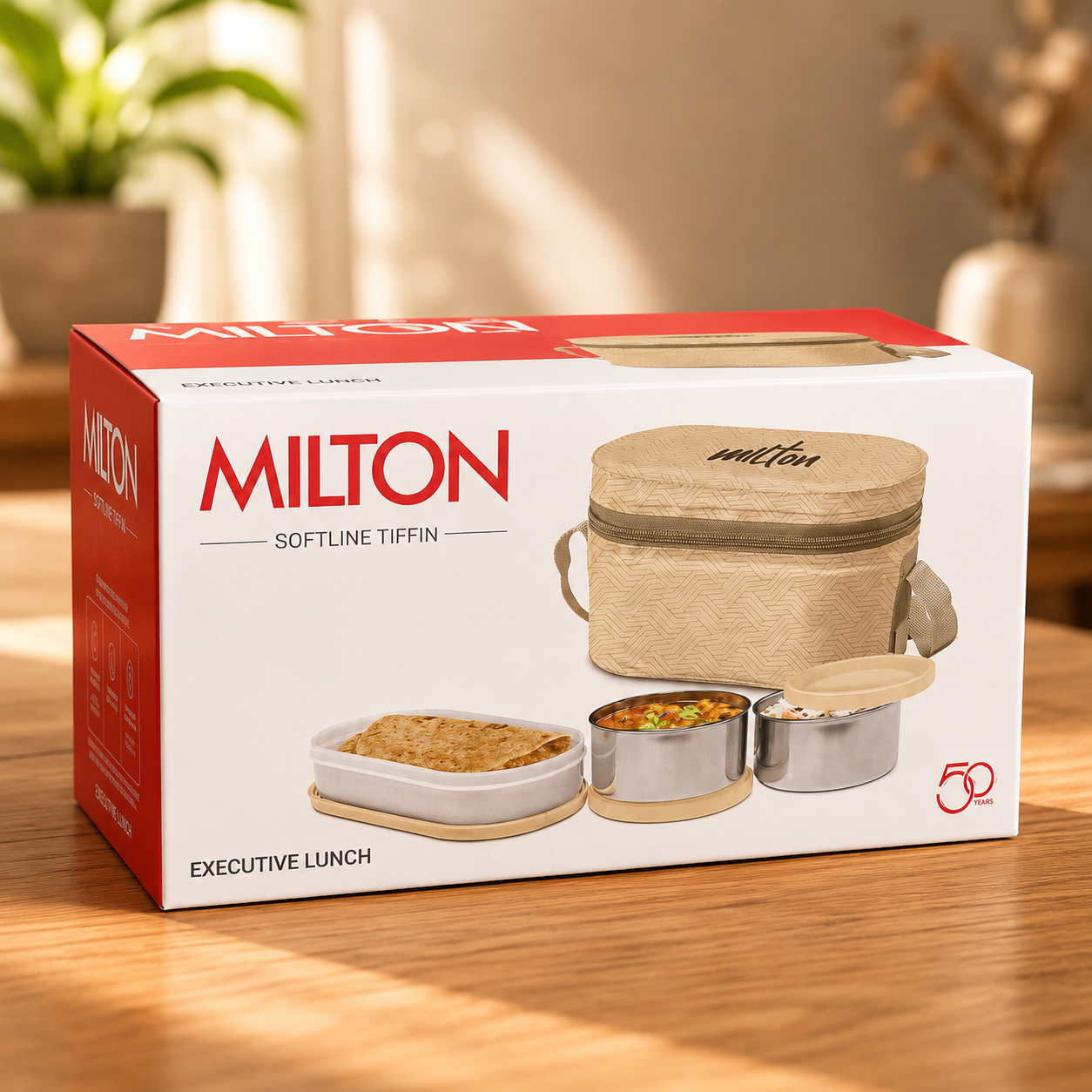 MILTON Executive Lunch Box | 1010 ml Insulated Tiffin Box | 3 Stainless Steel Containers With Bag | Leak-Proof | Office Lunch Box