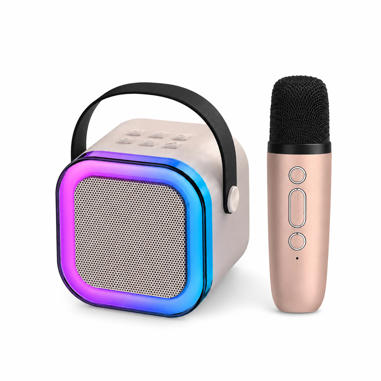 Rechargeable Karaoke Mic with Speaker for Singing | Wireless Mini Portable Bluetooth Speaker with Microphone & LED Lights | Cute Birthday Gift for Kids Musical Toys for Boys, Girls and Adults